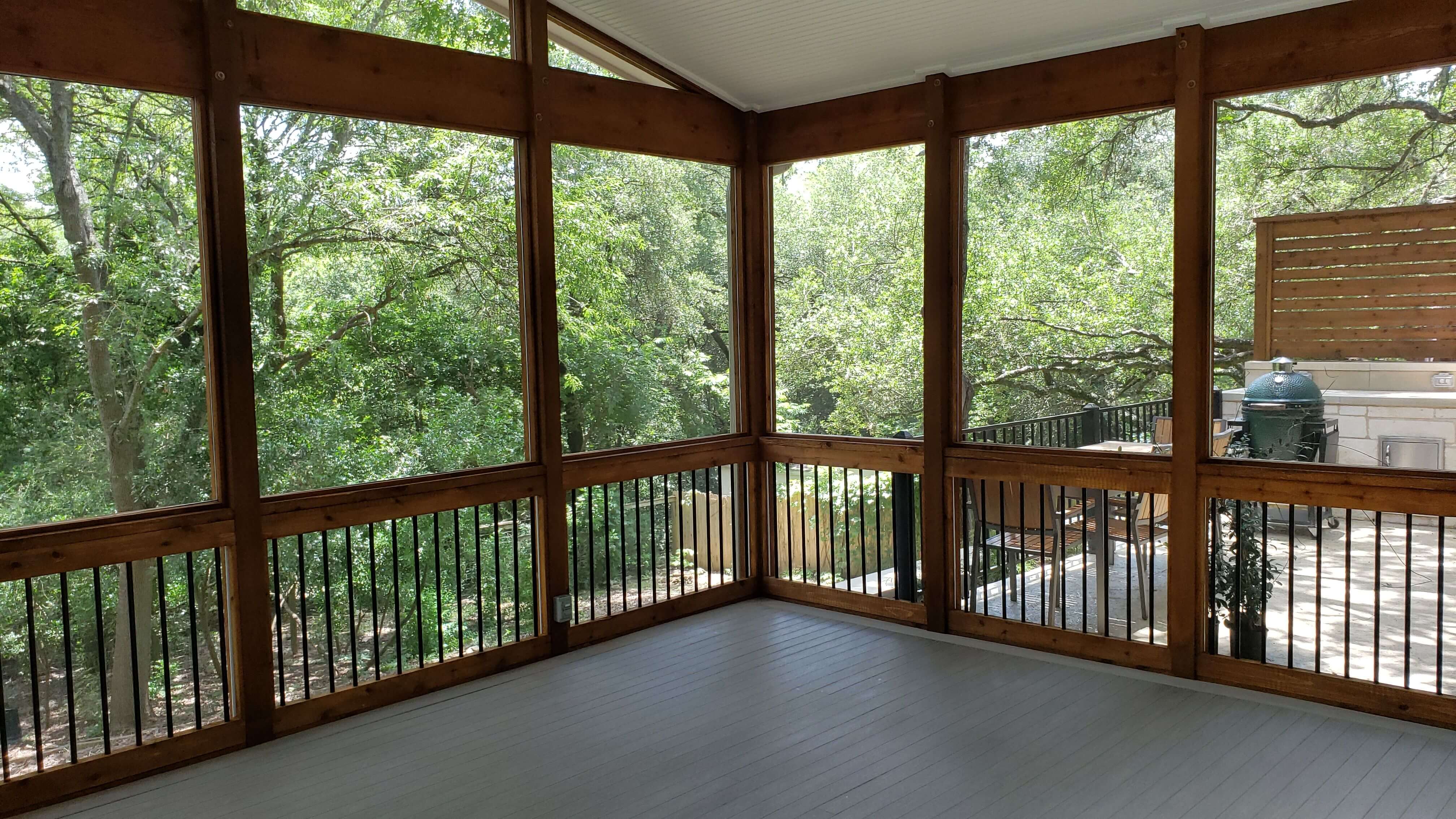 Empty space screened porch