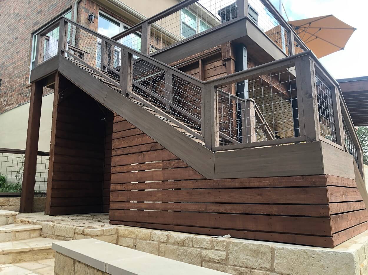Staircase to raised deck