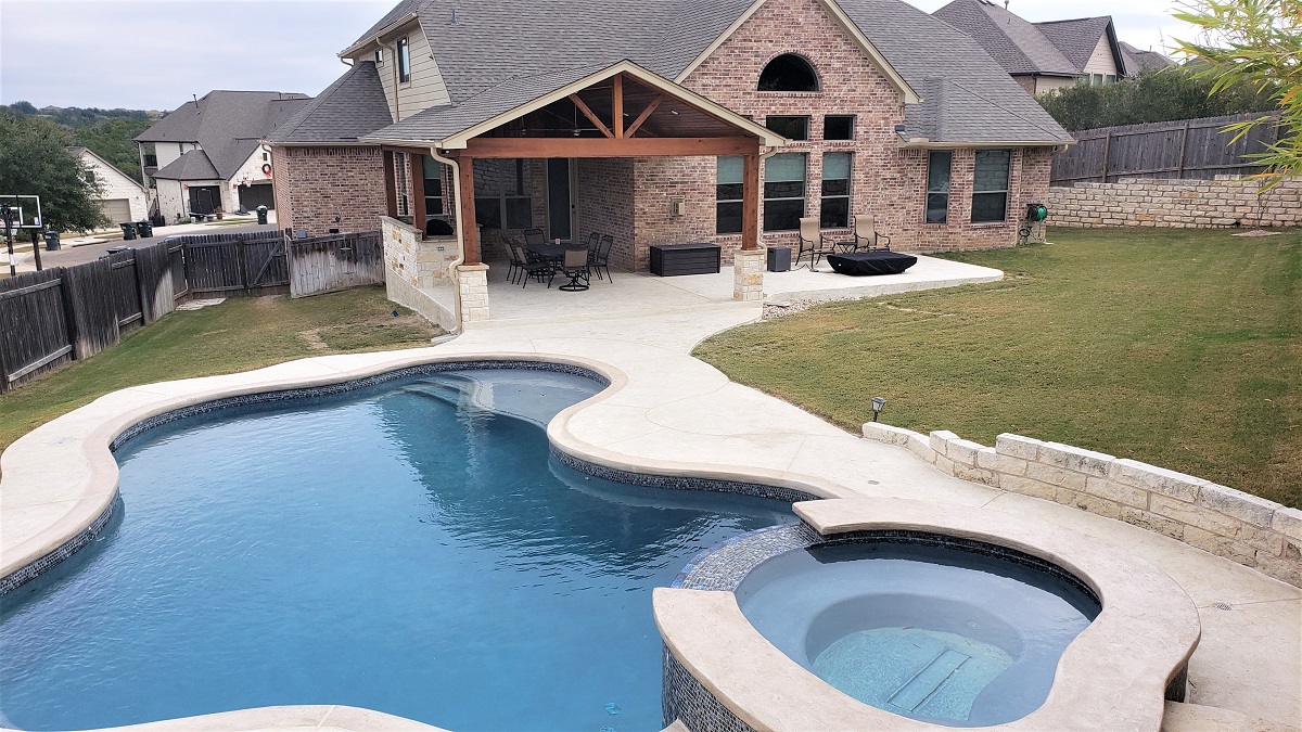 patio and pool