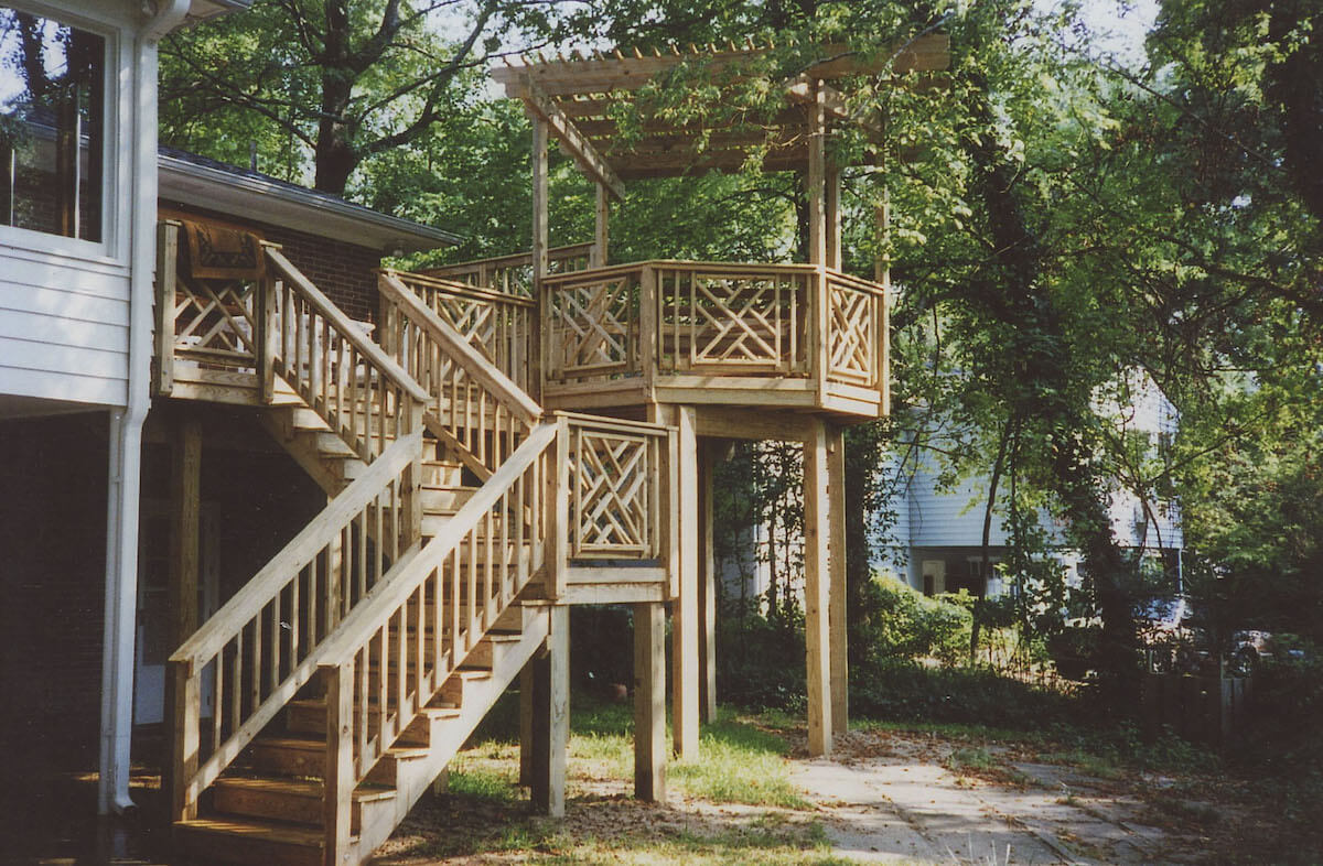 Wooden deck and pergola