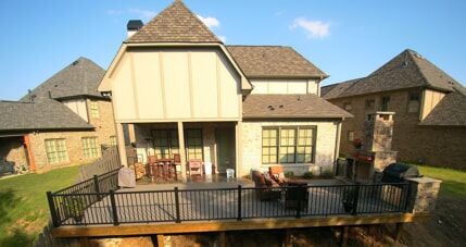 low maintenance second story deck with railings 