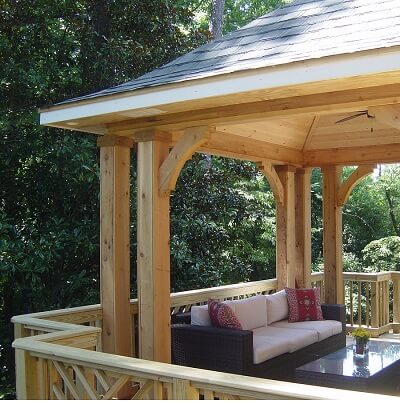 wood deck with pavilion
