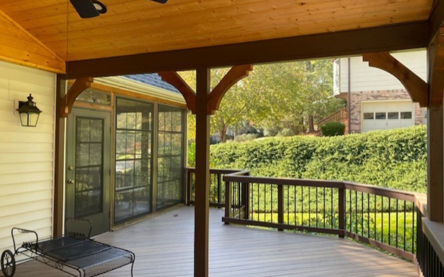 Deck, porch and screened porch combination design ideas