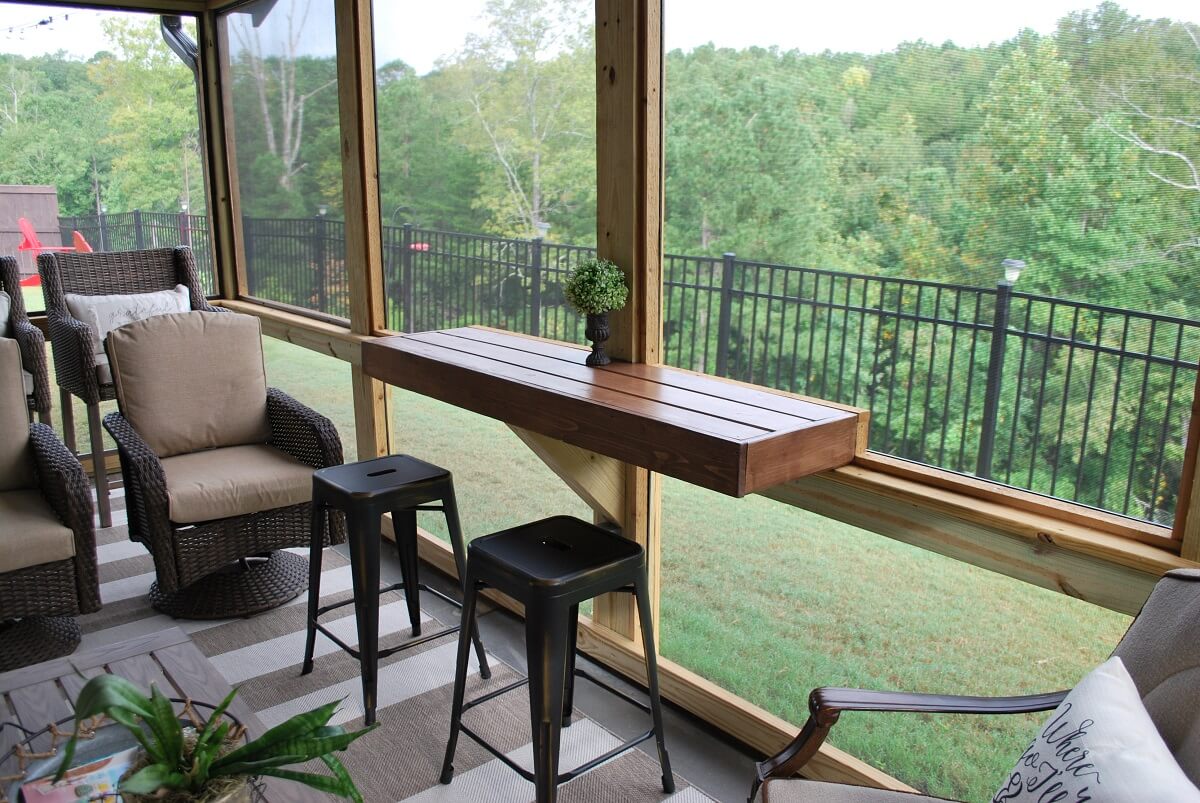 Drink ledge on screened porch