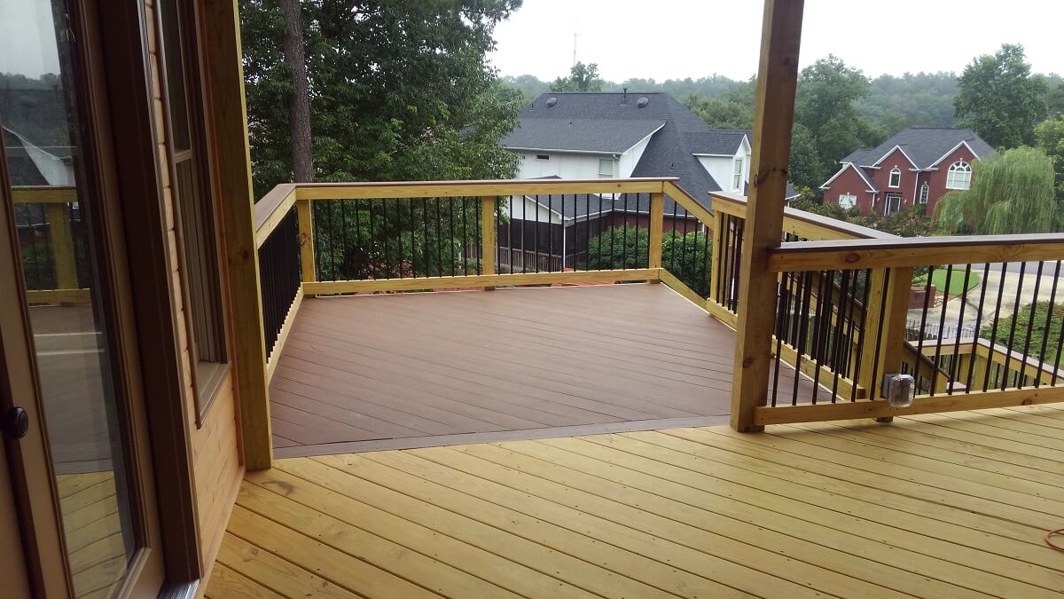 Wood deck with railiing