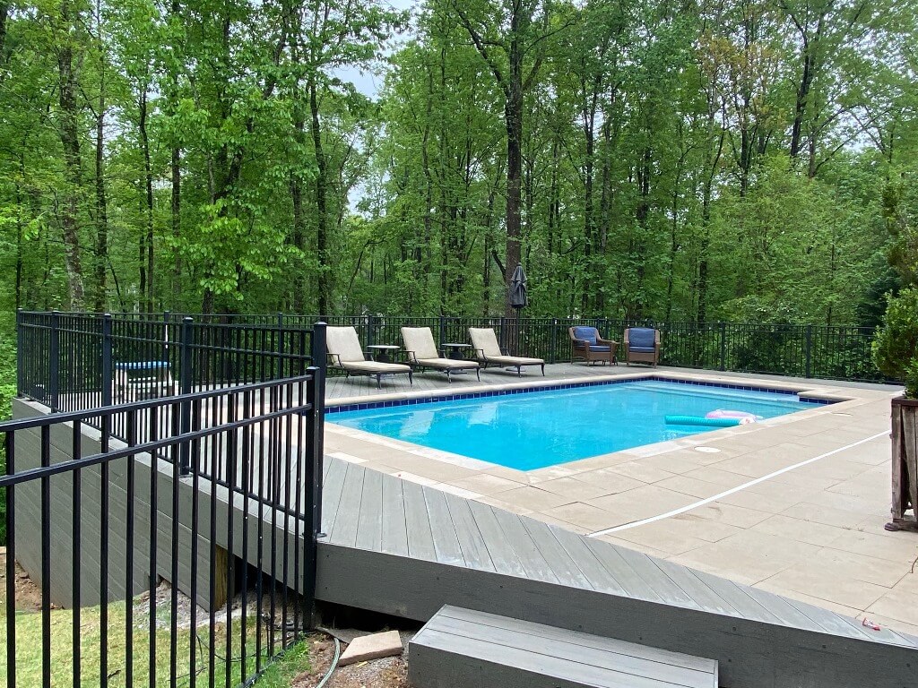 Custom pool deck with railing