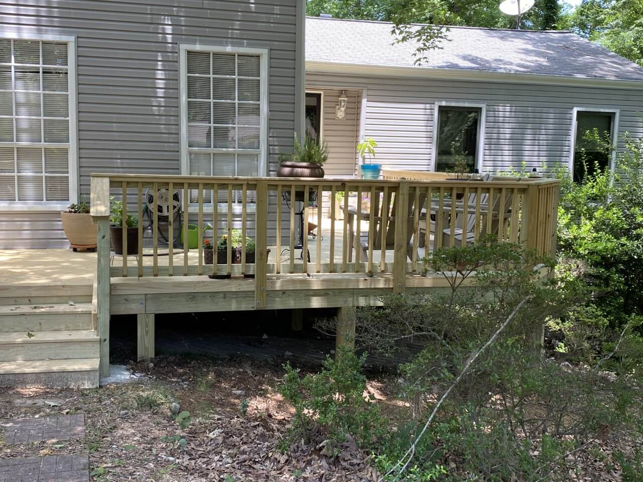 Custom front entry wood deck