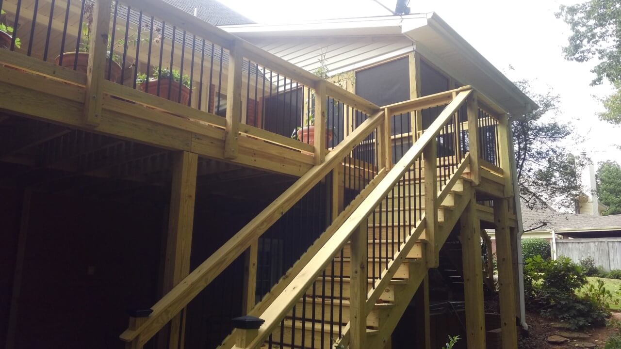 Deck staircase with gate