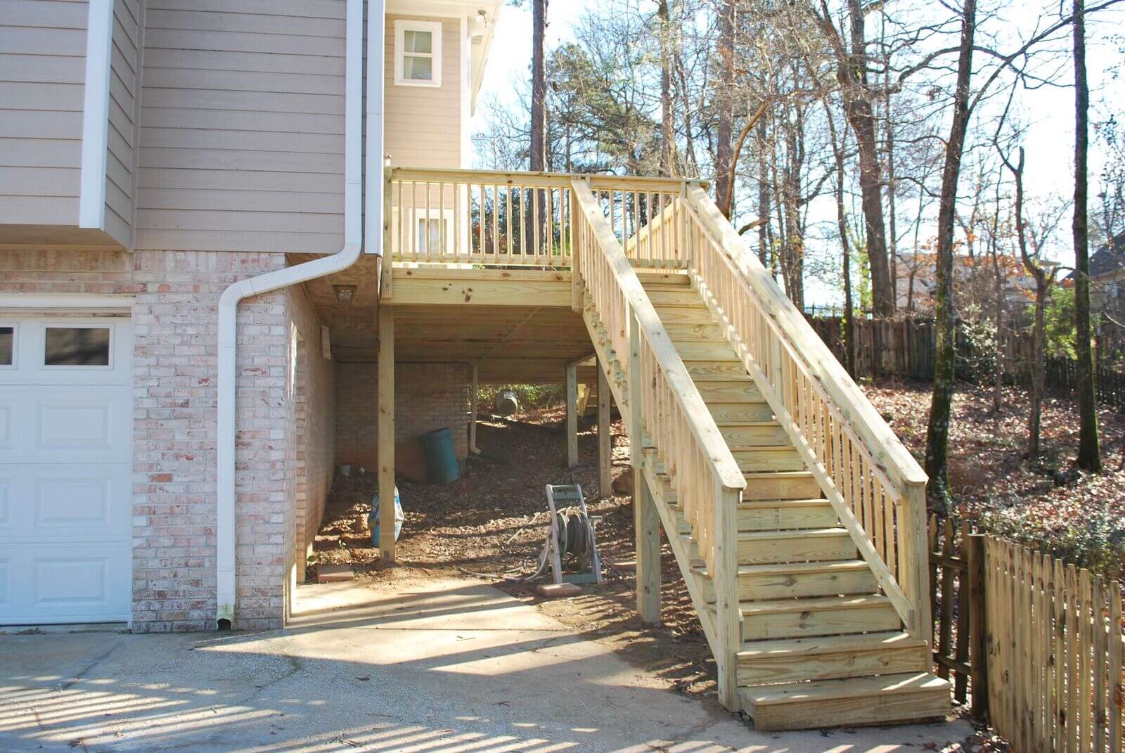 Wood deck with staircase