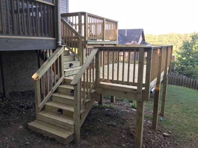 Wood deck with staircase
