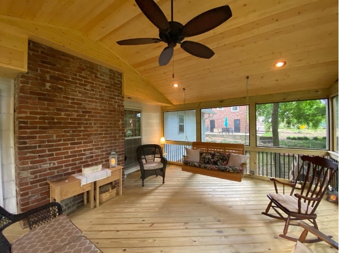 interior of screened porch