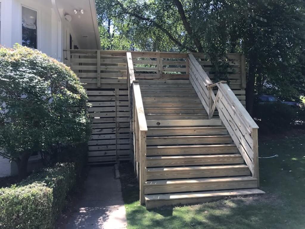Wood deck stairs