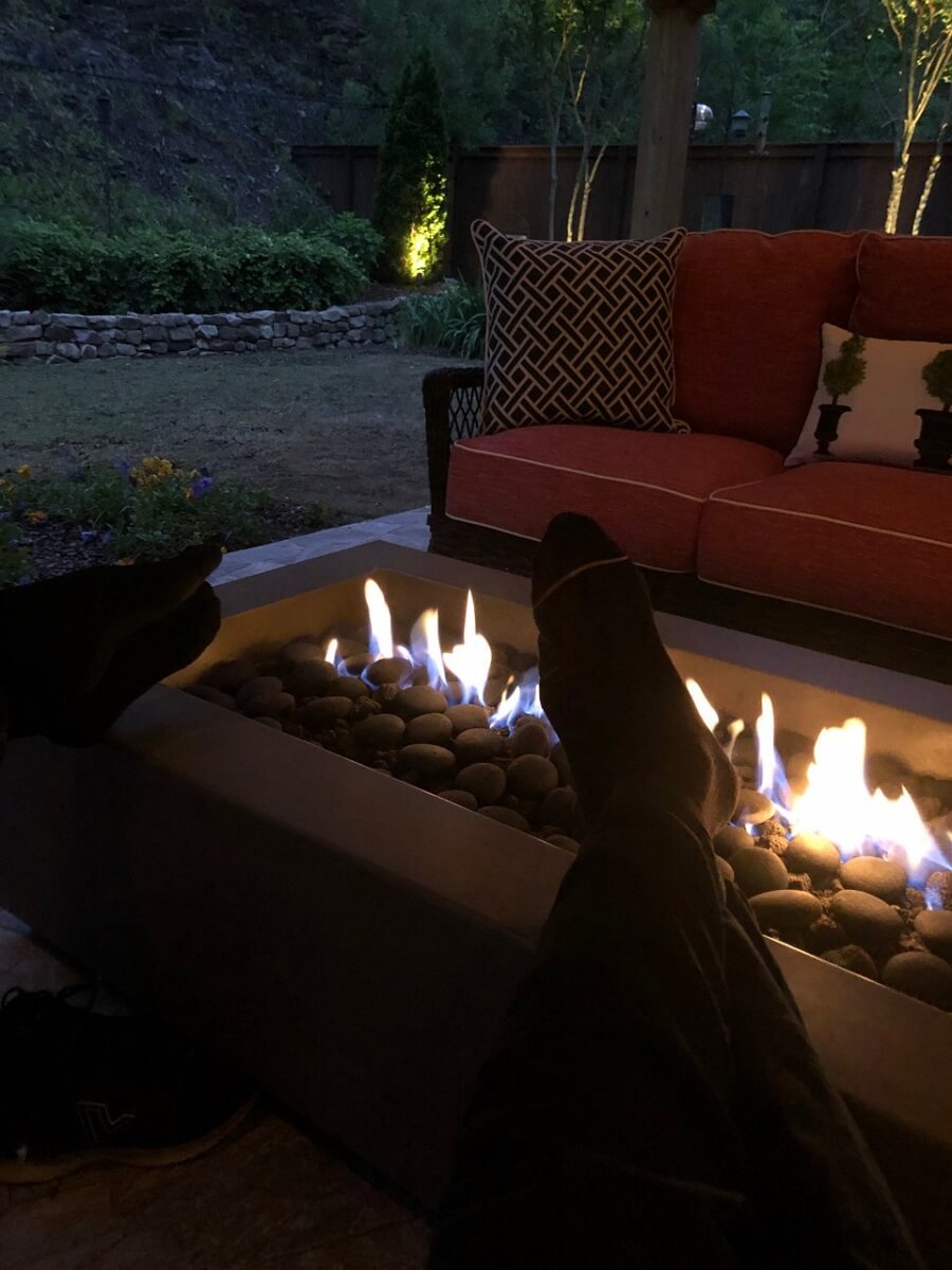 Relaxing by the fire pit