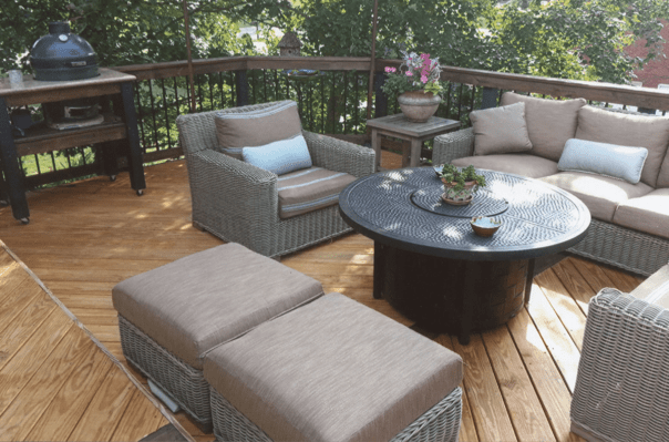 deck with tables and chairs