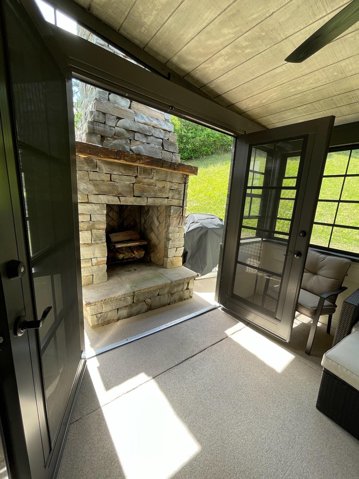 EZE Breeze Room Open to Outdoor Fireplace Area
