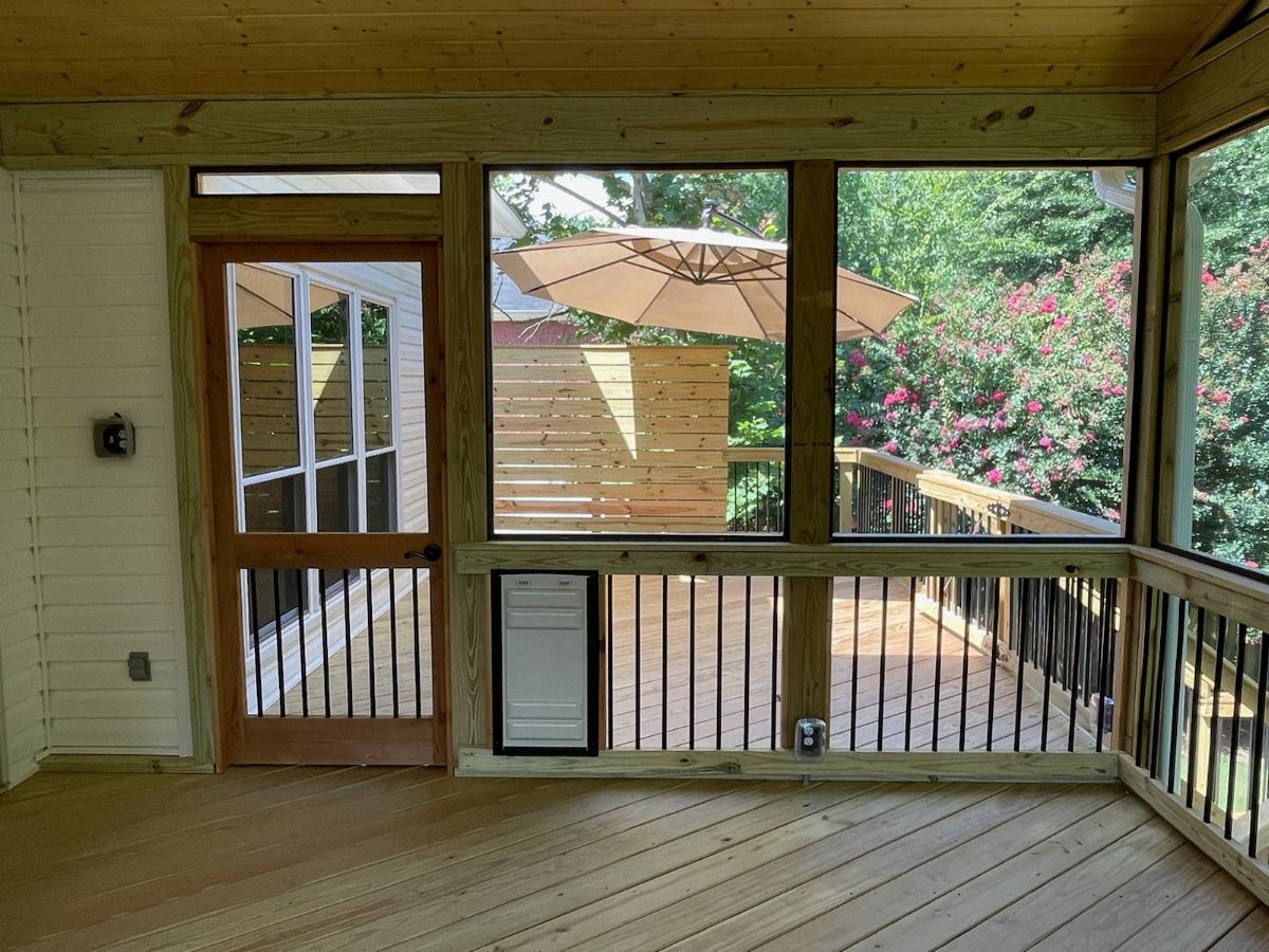 screened porch looking onto deck