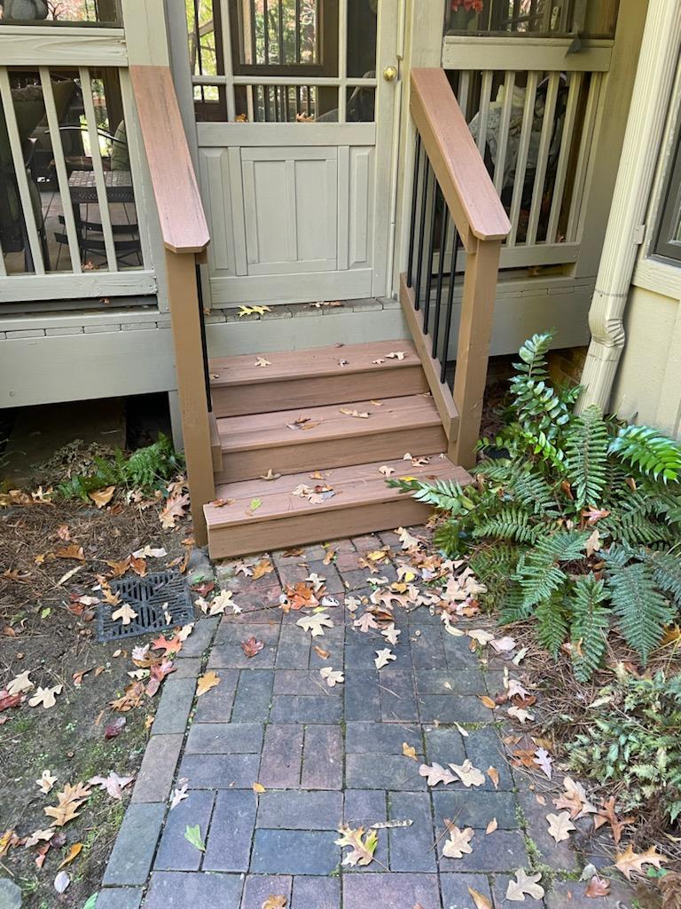 new low maintenance stairway off porch