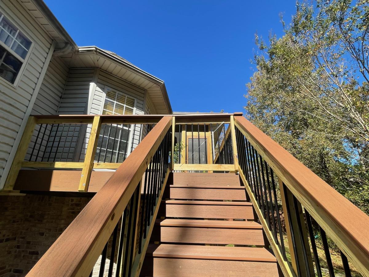 Front view of patio stairs