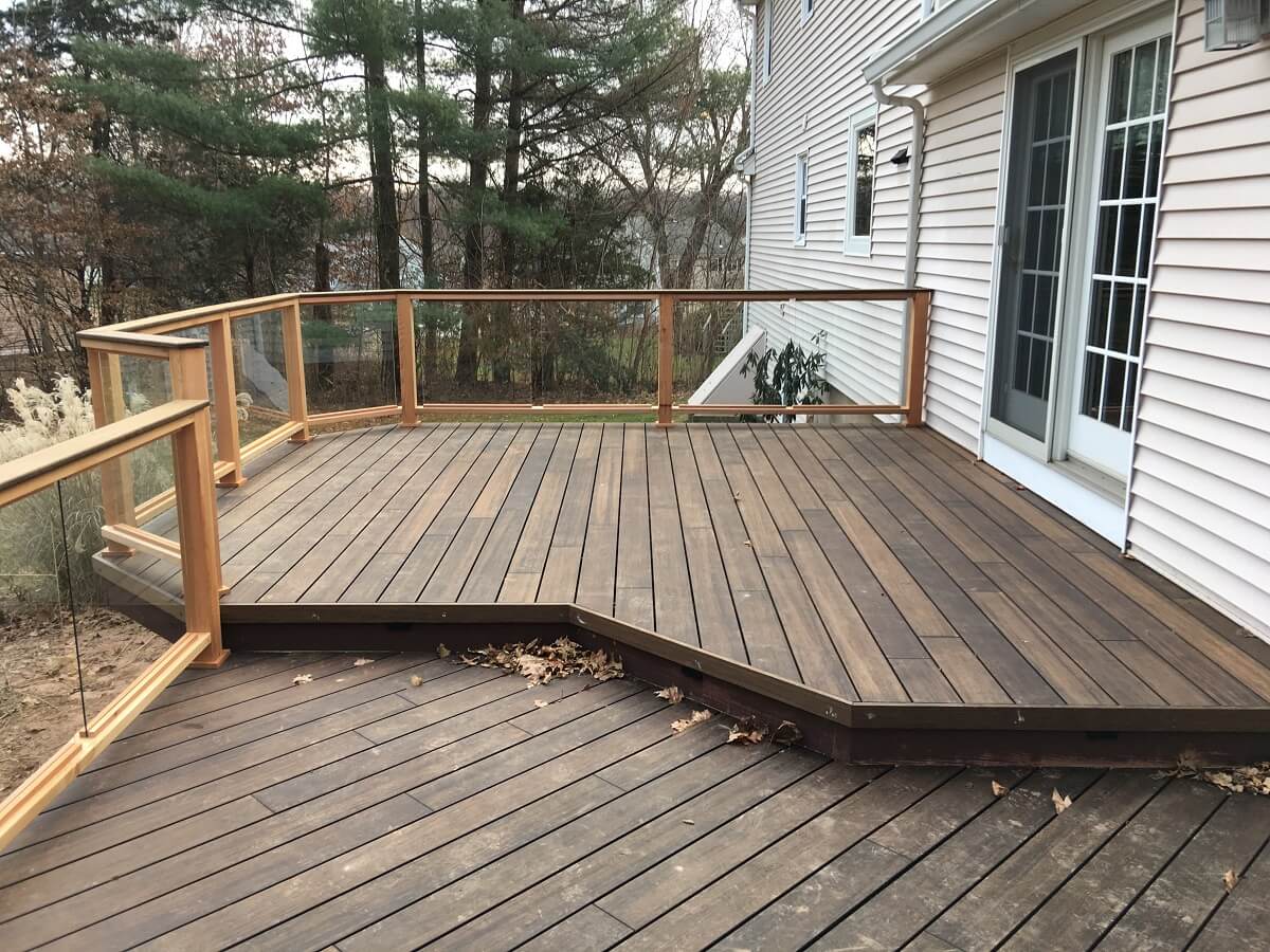 Custom bamboo deck with glass panels