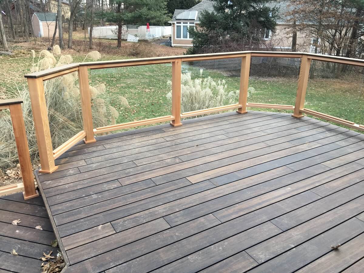 Bamboo deck with tempered glass panels