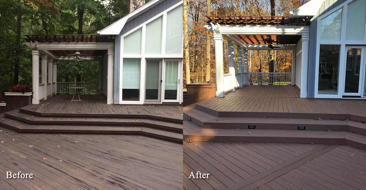 Before and after house deck