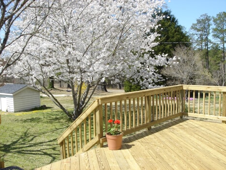 macon georgia deck with cherry blossom tree