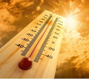 Weather thermometer with high heat reading