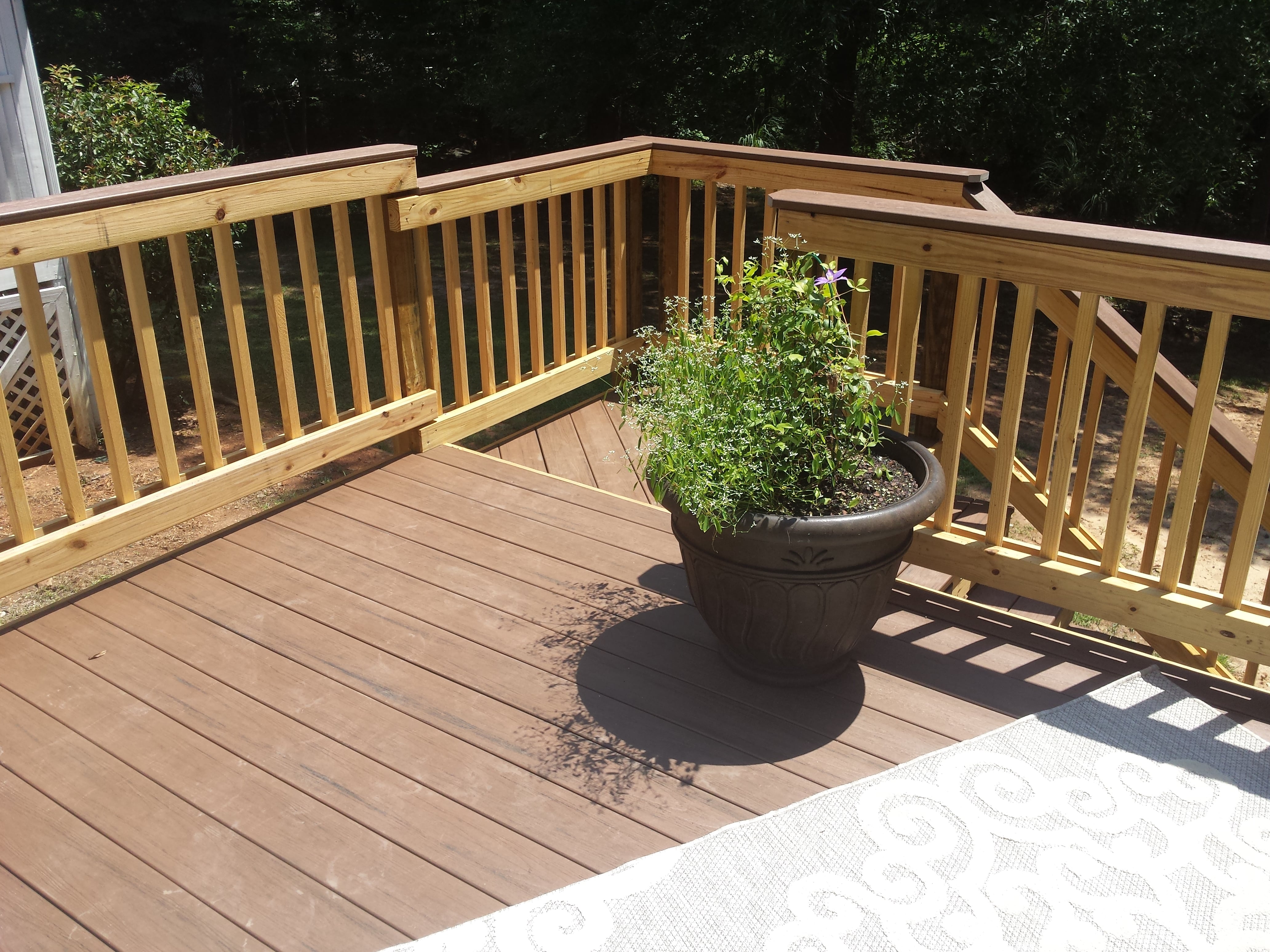 Wood deck with potted plant