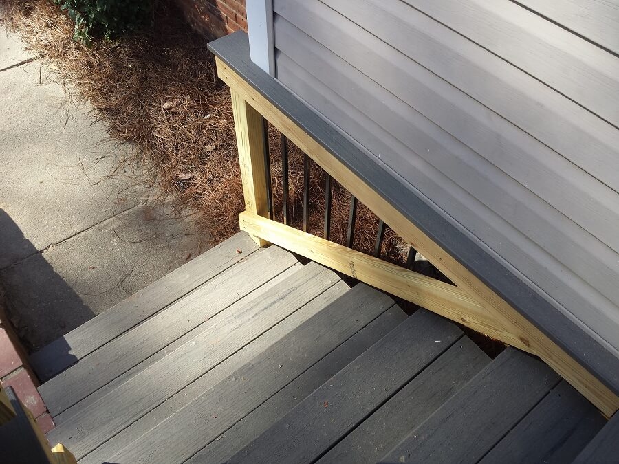Wood deck staircase