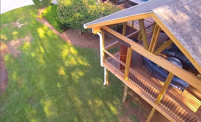 Top view of backyard open porch