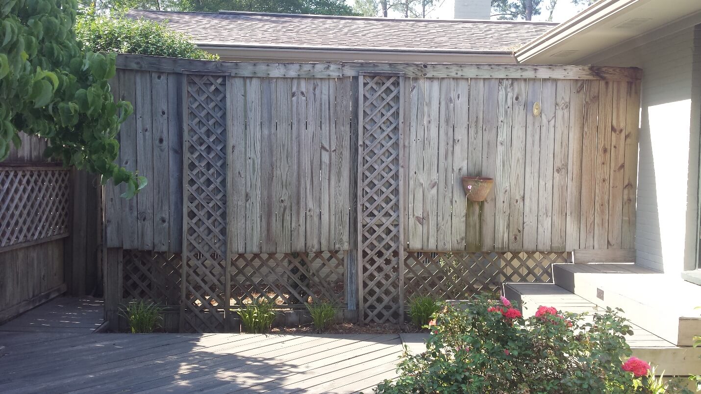 Old wood deck and privacy wall