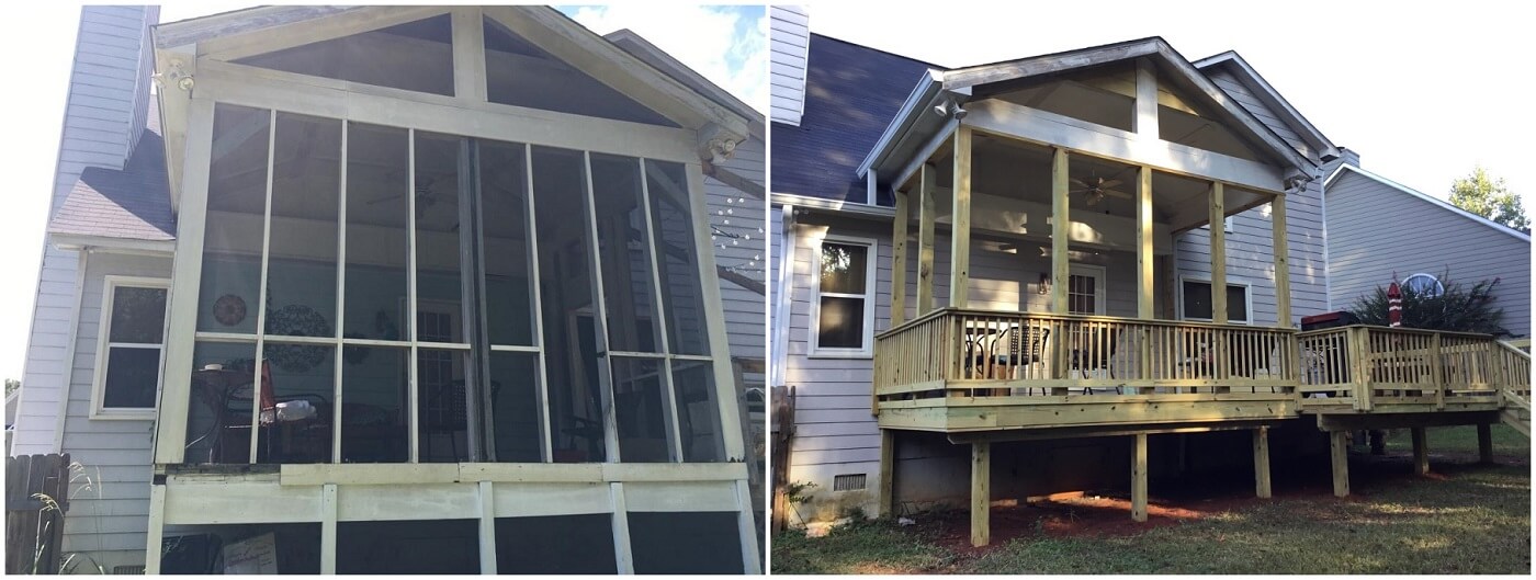 Before and after porch and deck