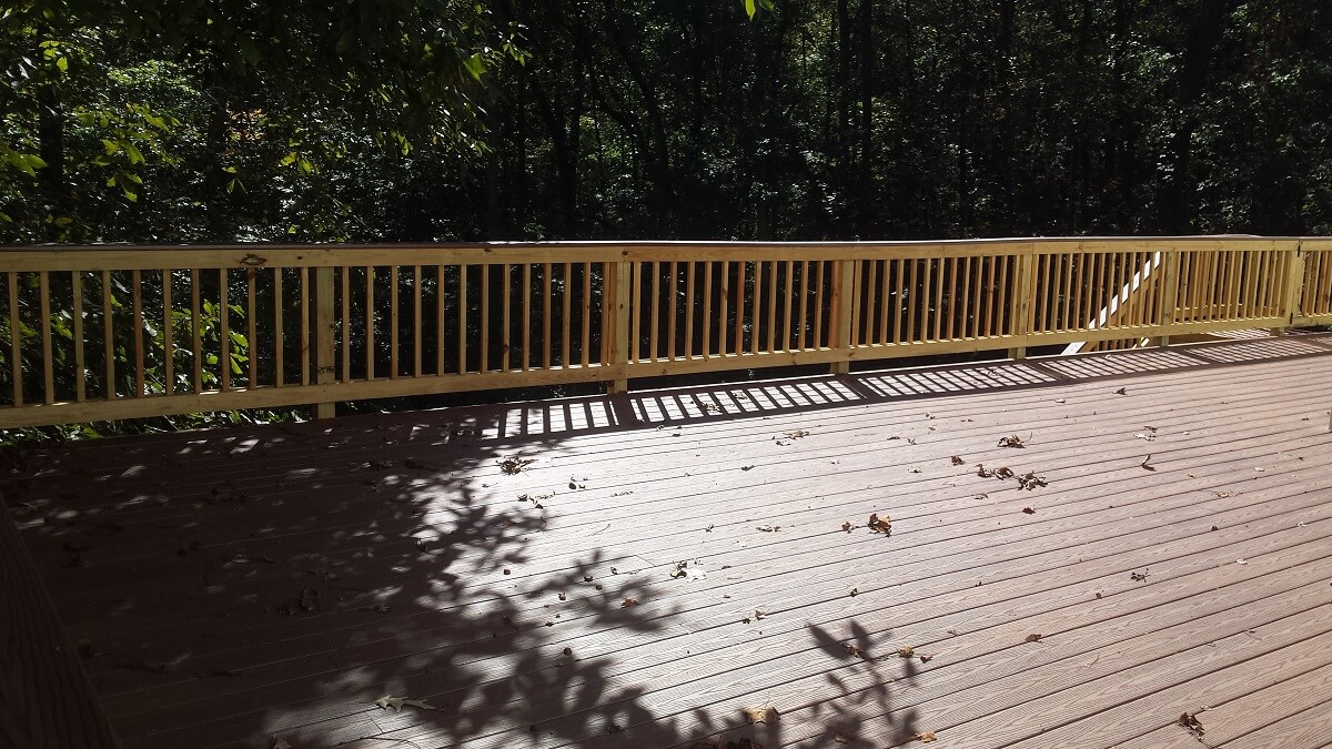 Deck with fallen leaves