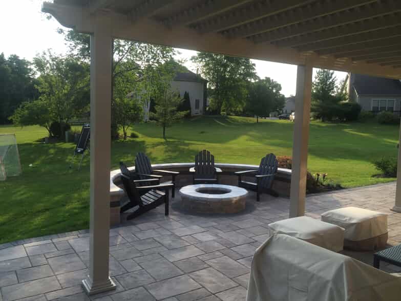 Pergola with deck and patio furniture