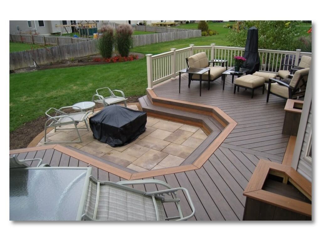Deck with planters patio and fire pit