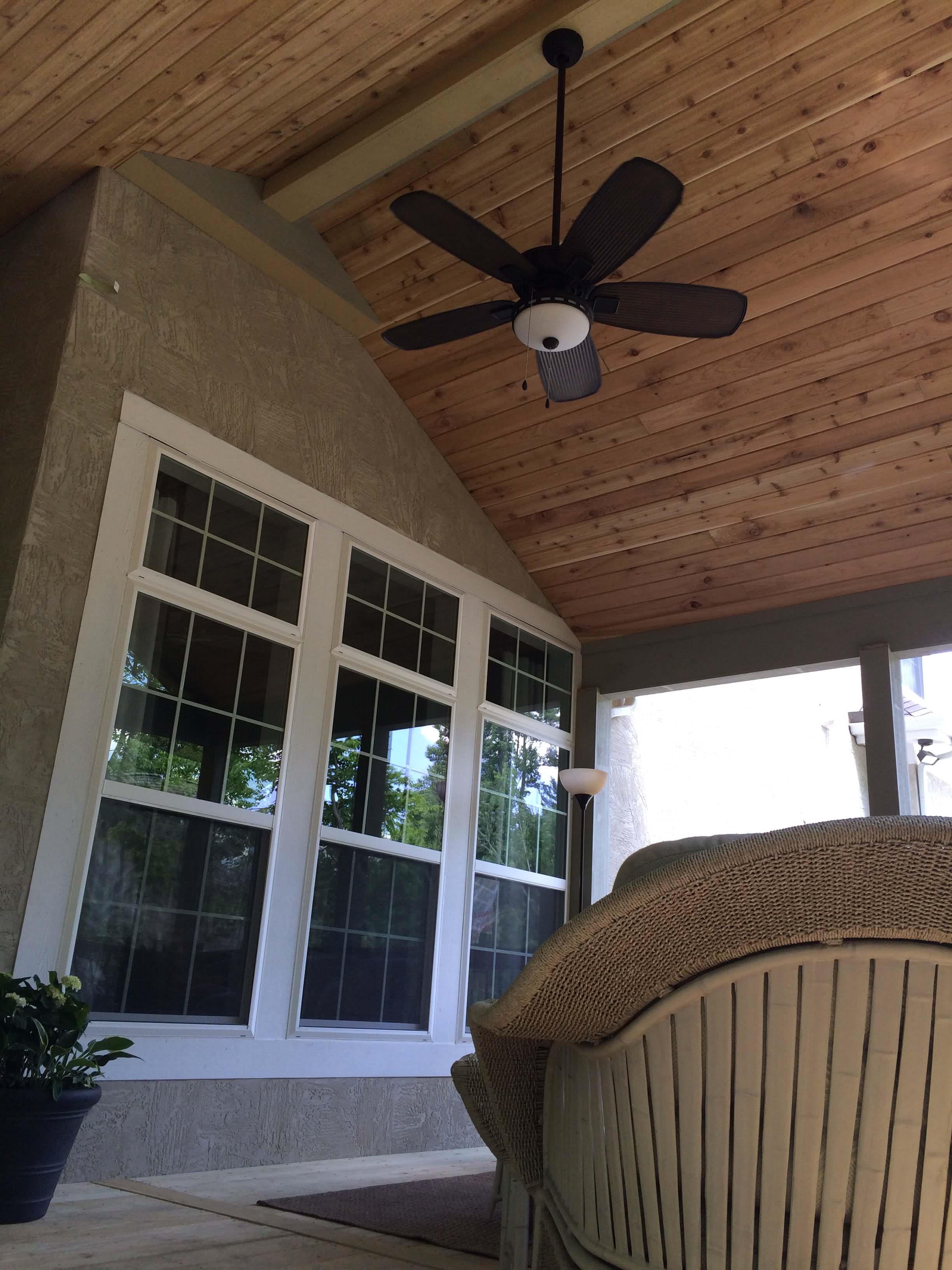porch ceiling with fan