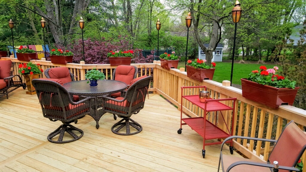 Outdoor deck with seating