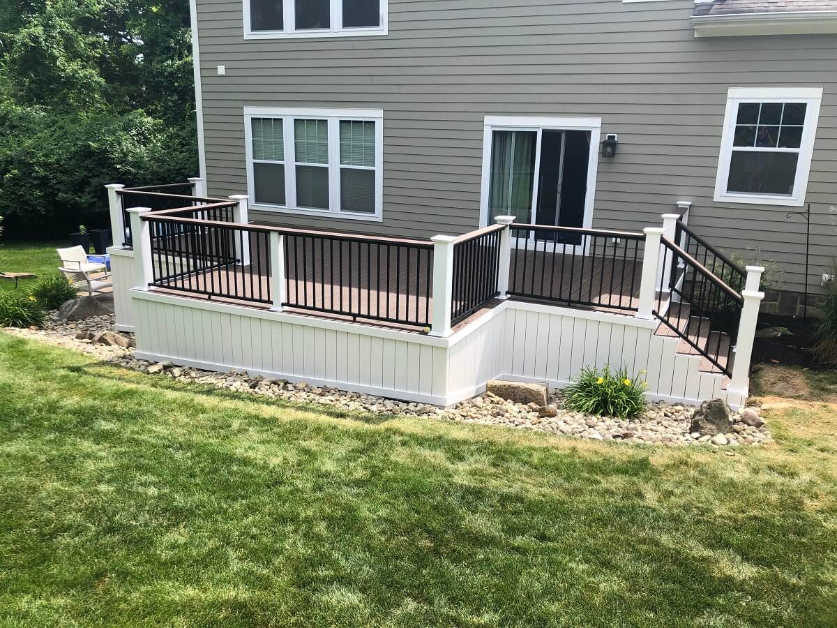 New backyard deck with railing