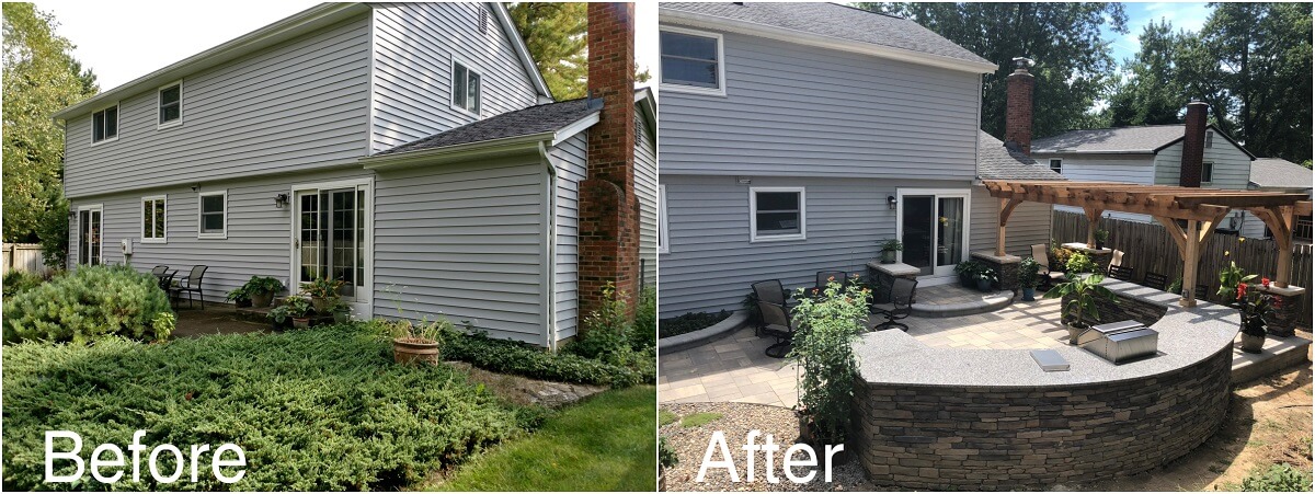 Before and after backyard