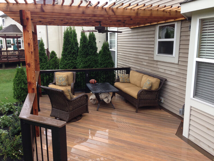 Custom backyard deck with pergola
