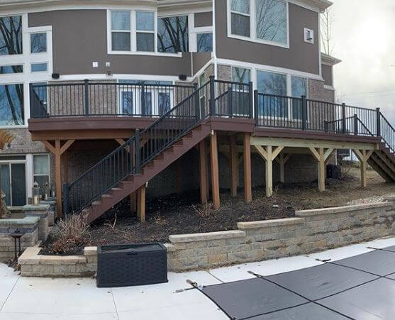 Custom deck with multi-direction staircase