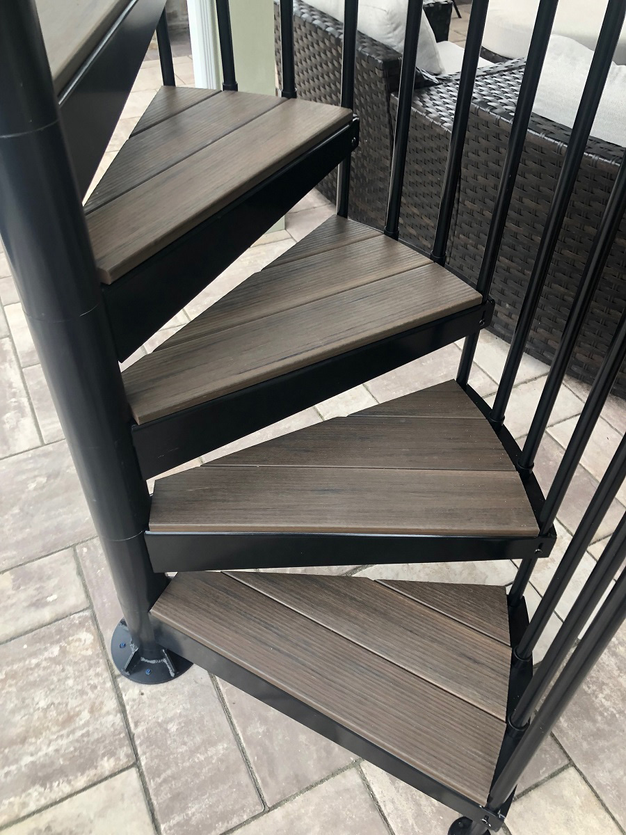 spiral staircase with timbertech stair treads