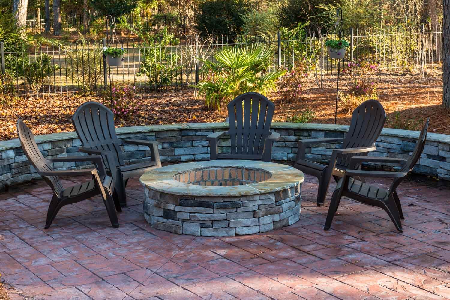 Patio with a fire pit