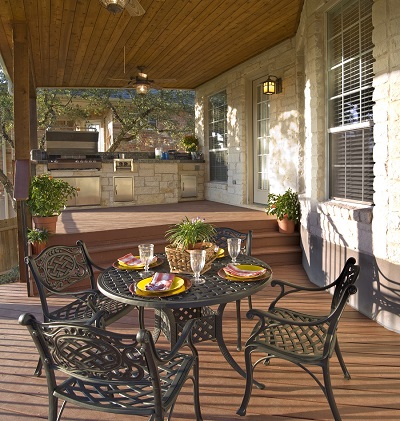 Deck, covered porch, and outdoor kitchen combination 