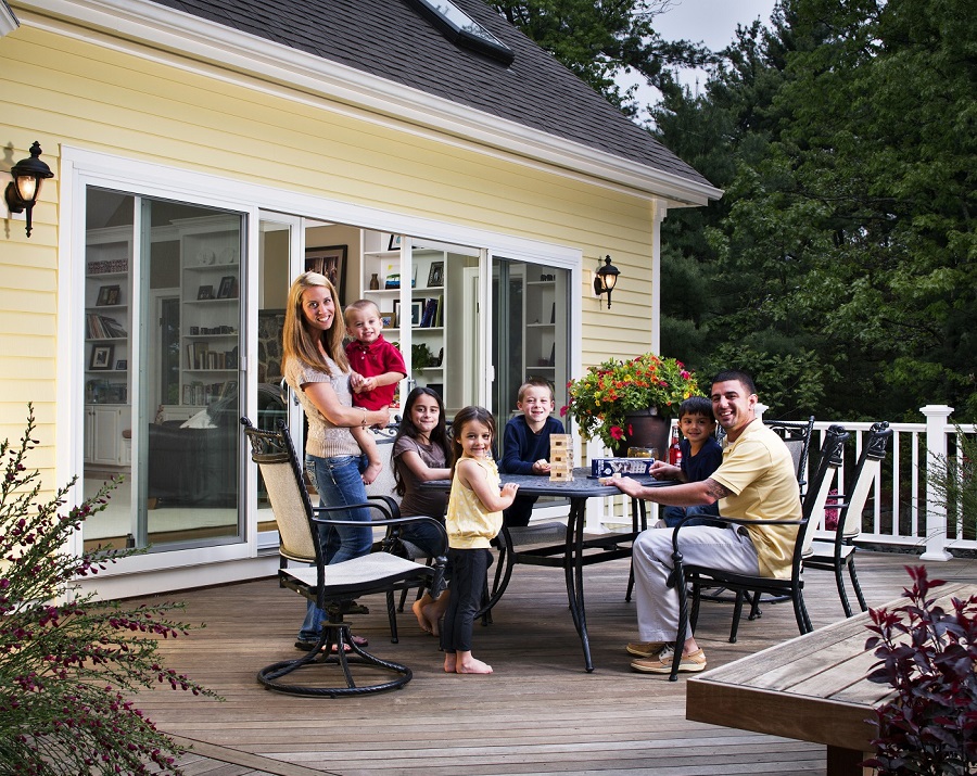 Family enjoying their deck