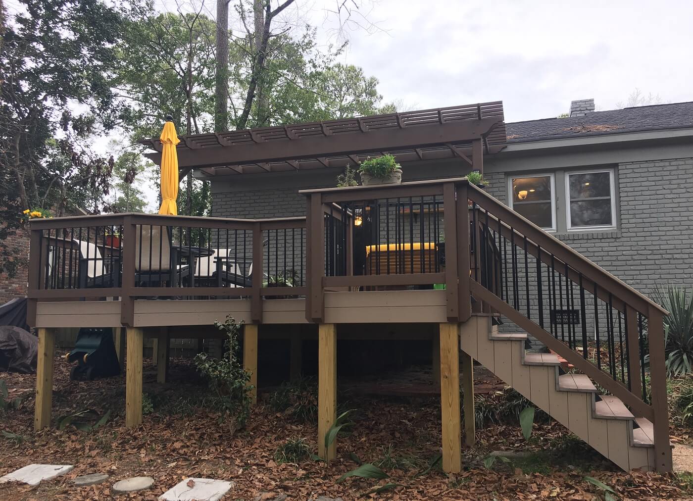 Custom deck with railing and stairs