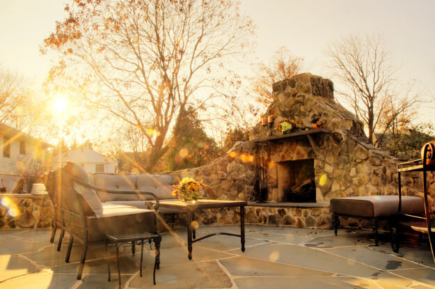 Patio with outdoor fire place