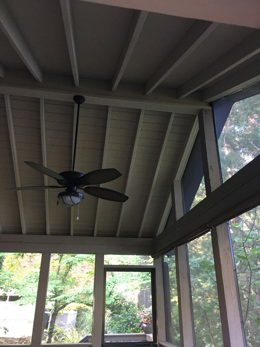 Porch ceiling detail and ceiling fan