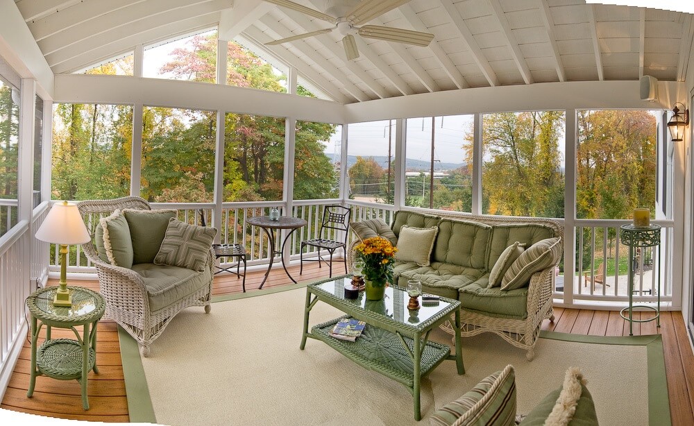 Cozy screened porch with backyard view
