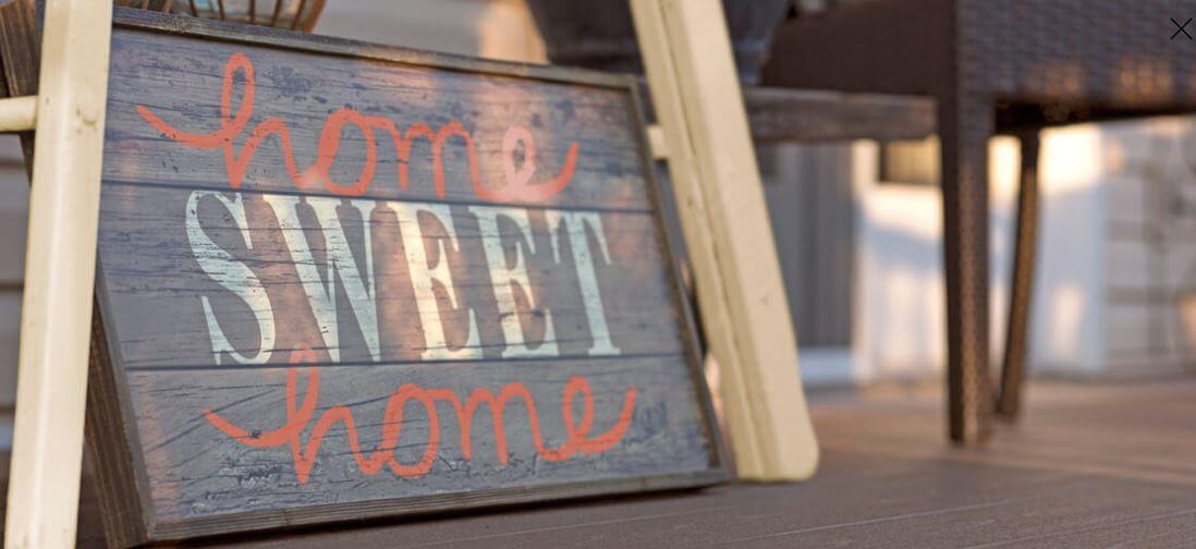 Home Sweet Home sign on wood